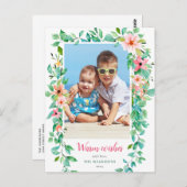 Tropische Floral Holiday Foto Briefkaart (Voorkant / Achterkant)