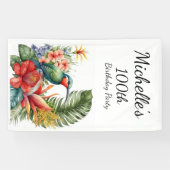 Tropische Floral Hummingbird 100th Birthday Spandoek (Horizontaal)