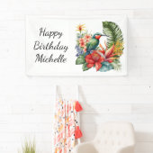 Tropische Floral Hummingbird Birthday Name Spandoek (Insitu)
