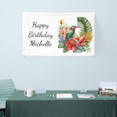 Tropische Floral Hummingbird Birthday Name Spandoek (Beurs)