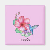 Tropische Floral Hummingbird Personalized Magnet (Voorkant)