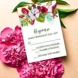 Tropische Floral Island Hibiscus Green Response RSVP Kaartje