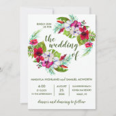 Tropische Floral Island Hibiscus Green Wedding Kaart (Voorkant)