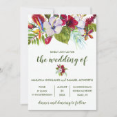 Tropische Floral Island Hibiscus Green Wedding Kaart (Voorkant)