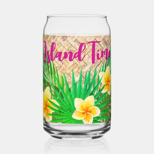 Tropische Floral Island tijd rotan Blikvorm Glas (Voorkant)