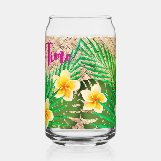 Tropische Floral Island tijd rotan Blikvorm Glas (Links)