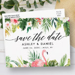 Tropische Floral kalligrafie bespaart de datum Briefkaart<br><div class="desc">Moderne elegante kalligrafie,  tropische Waterverf en Grieks huwelijk sparen het Briefkaart Datum</div>