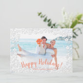 Tropische Floral kerstfoto Feestdagenkaart (Staand voorkant)