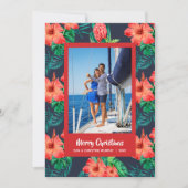 Tropische Floral kerstfoto Feestdagenkaart (Voorkant)
