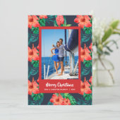 Tropische Floral kerstfoto Feestdagenkaart (Staand voorkant)