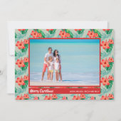 Tropische Floral kerstfoto Feestdagenkaart (Voorkant)