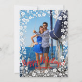 Tropische Floral kerstfoto Feestdagenkaart (Voorkant)