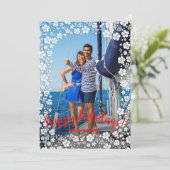 Tropische Floral kerstfoto Feestdagenkaart (Staand voorkant)