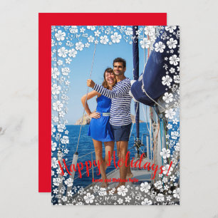 Tropische Floral kerstfoto Feestdagenkaart