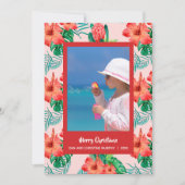 Tropische Floral kerstfoto Feestdagenkaart (Voorkant)