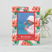 Tropische Floral kerstfoto Feestdagenkaart (Staand voorkant)