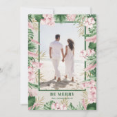 Tropische Floral kerstfoto Feestdagenkaart (Voorkant)