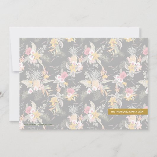 Tropische Floral-kerstfoto Feestdagenkaart (Achterkant)