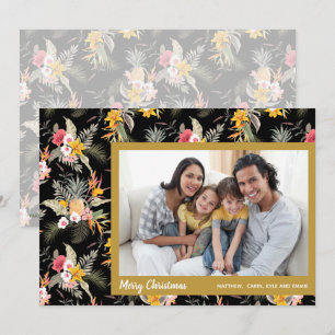 Tropische Floral-kerstfoto Feestdagenkaart