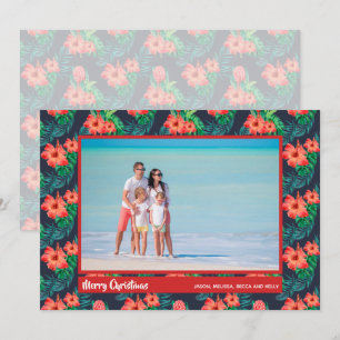 Tropische Floral kerstfoto Feestdagenkaart