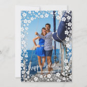 Tropische Floral kerstfoto Feestdagenkaart (Voorkant)