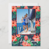 Tropische Floral kerstfoto Feestdagenkaart (Voorkant)