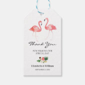 Tropische Floral laat Flamingo Favor Dank je Cadeaulabel (Voorkant)