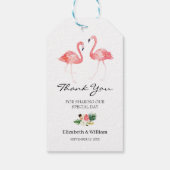 Tropische Floral laat Flamingo Favor Dank je Cadeaulabel (Achterkant)