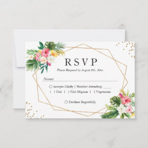 Tropische Floral laat gouden Lijst binden RSVP Kaartje