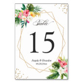 Tropische Floral laat Luau Weddenschappen Tabelnum Kaart (Voorkant)