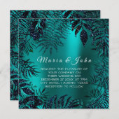 Tropische Floral Leaf Glitter Garden Blue Navy Bla Kaart (Voorkant / Achterkant)