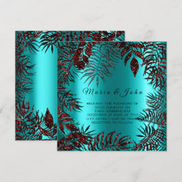 Tropische Floral Leaf Glitter Garden Burgundy Ocea Kaart