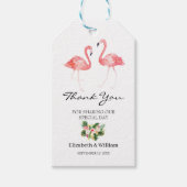 Tropische Floral Leaves Flamingo Weddenschap Bedan Cadeaulabel (Voorkant)