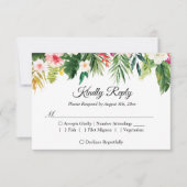 Tropische Floral Leaves Summer Wedding Reply RSVP Kaartje (Voorkant)