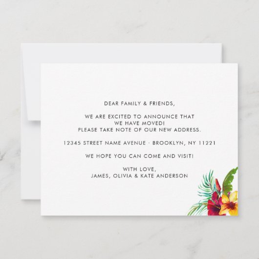 Tropische Floral Leaves We hebben New Home Moving Aankondiging (Achterkant)