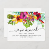 Tropische Floral Leaves We hebben New Home Moving Aankondiging (Voorkant / Achterkant)