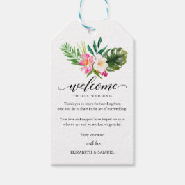 Tropische Floral Leaves Wedding Calligraphy Welcom Cadeaulabel