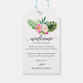 Tropische Floral Leaves Wedding Calligraphy Welcom Cadeaulabel (Achterkant)