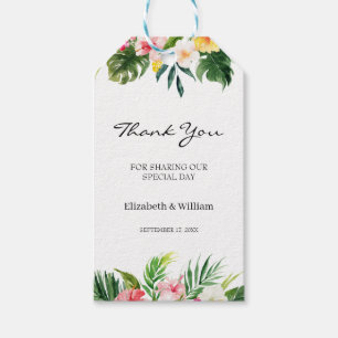 Tropische Floral & Leaves Wedding Favor Dank je Cadeaulabel