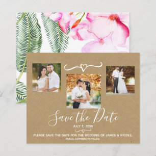 Tropische Floral Leaves Wedding Photo Save the Dat