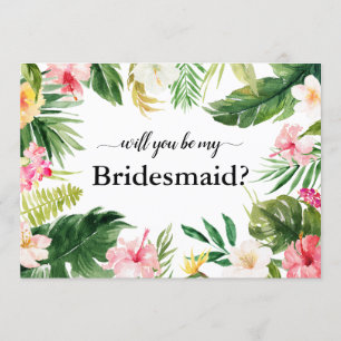 Tropische Floral Leaves zal je mijn Bridesmaid zij Kaart