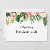Tropische Floral Leaves zal je mijn Bridesmaid zij Kaart (Voorkant)