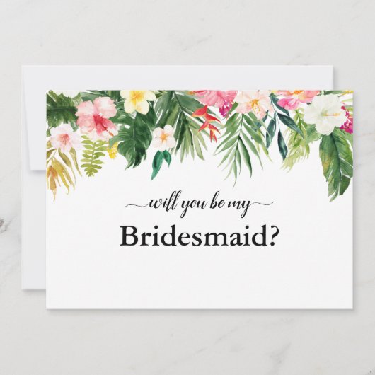 Tropische Floral Leaves zal je mijn Bridesmaid zij Kaart (Voorkant)
