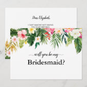 Tropische Floral Leaves zal je mijn Bridesmaid zij Kaart (Voorkant / Achterkant)