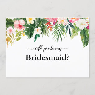 Tropische Floral Leaves zal je mijn Bridesmaid zij Kaart