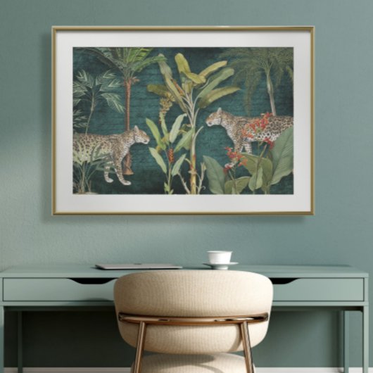 Tropische Floral Leopard Oerwoud Blauwgroen Blauwe Tissuepapier