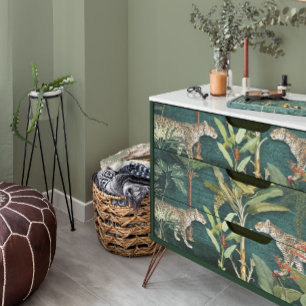 Tropische Floral Leopard Oerwoud Blauwgroen Blauwe Tissuepapier