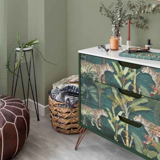 Tropische Floral Leopard Oerwoud Blauwgroen Blauwe Tissuepapier