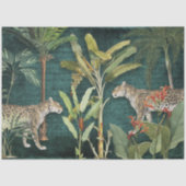 Tropische Floral Leopard Oerwoud Blauwgroen Blauwe Tissuepapier (Voorkant)