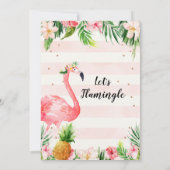 Tropische Floral Let's Flamingle Birthday Kaart (Achterkant)